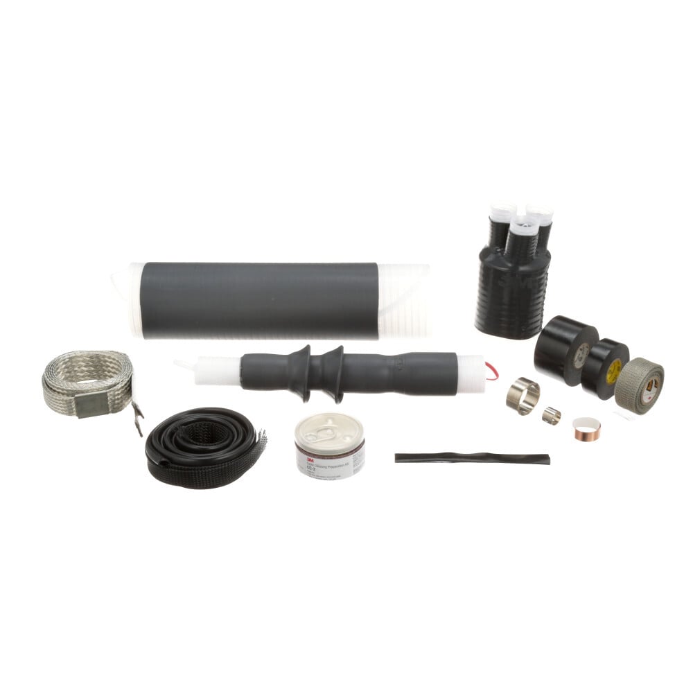 7000058812 QT-III 7600-S-3G Cold Shrink Termination Kit, 3 Pieces, For Use With Three Core Tape Shield, UniShield and Wire Shield Power Cable, Silicone Rubber, Black