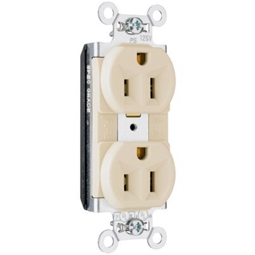 PT5362I PlugTail 20 Amp 125V Spec-Grade Duplex Receptacle, Ivory