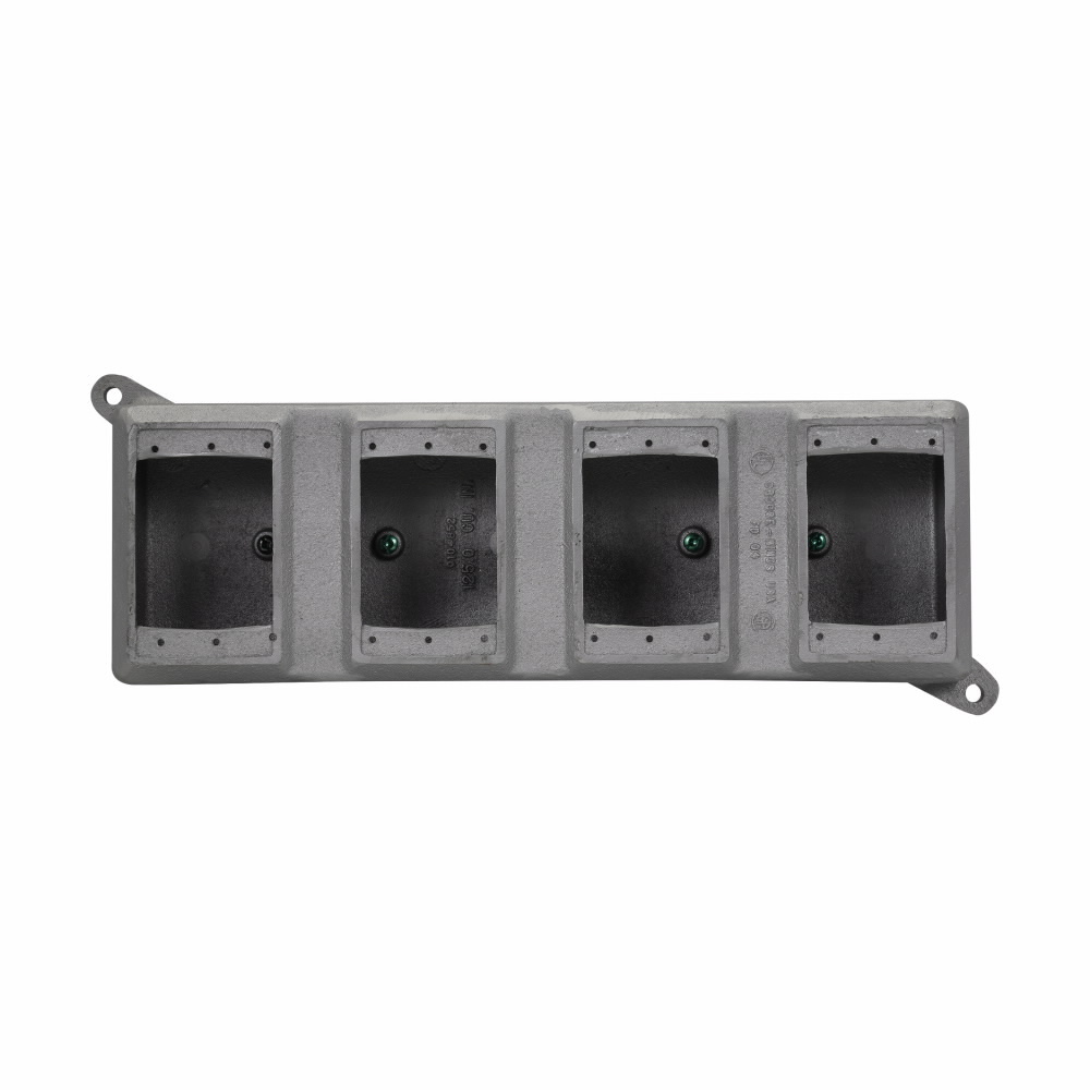 FD04 Condulet 14-Entry Deep Blank Device Box With Mounting Lug And Ground Screw, 4 Gangs, Feraloy Iron Alloy, Aluminum Acrylic Painted/Electro-Galvanized