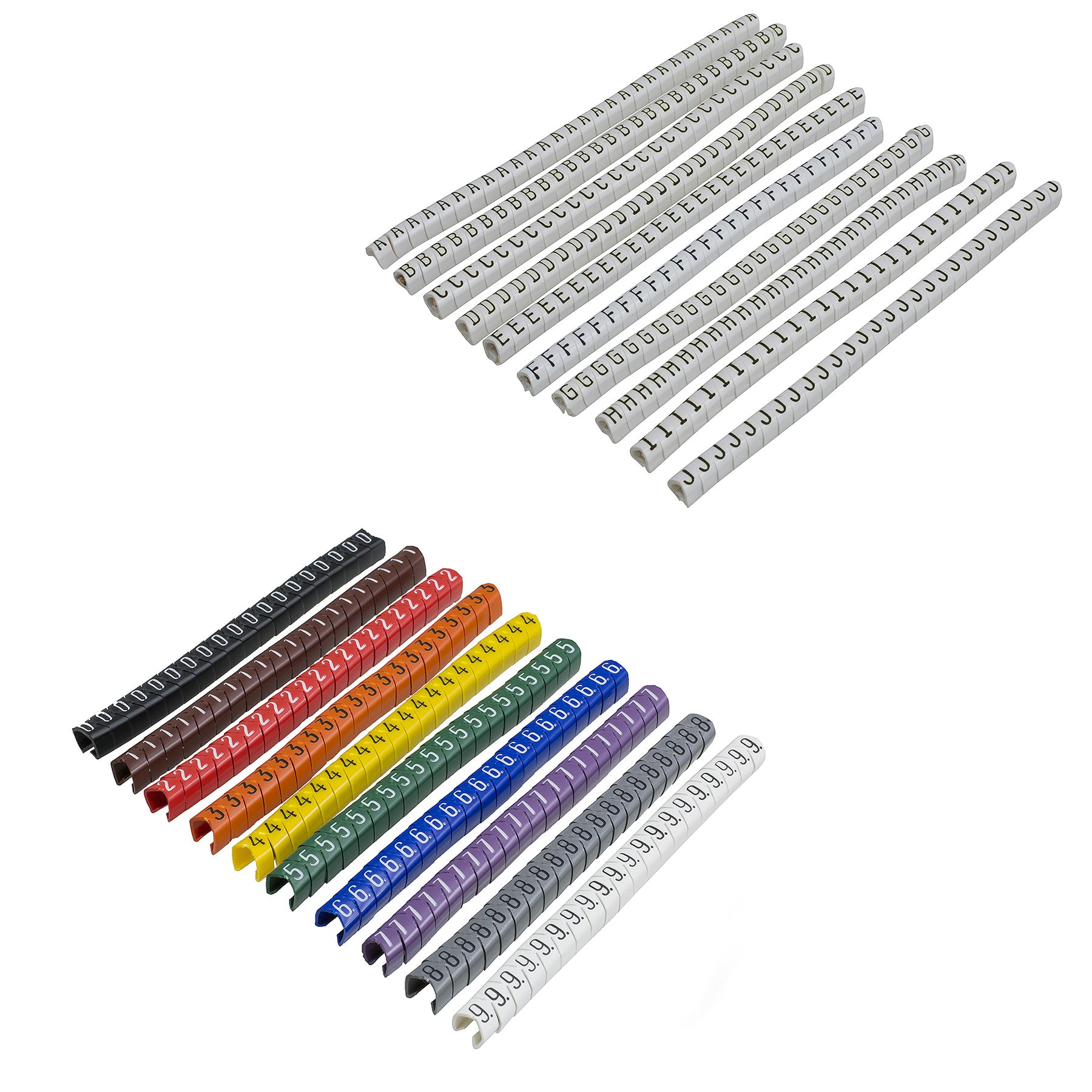 WM-CA10-W-AJ Type WM Slide-On Refillable Wire Marker Cassette With Stainless Steel Installation Tool, 16 to 10 AWG Wire, A to J, White Legend