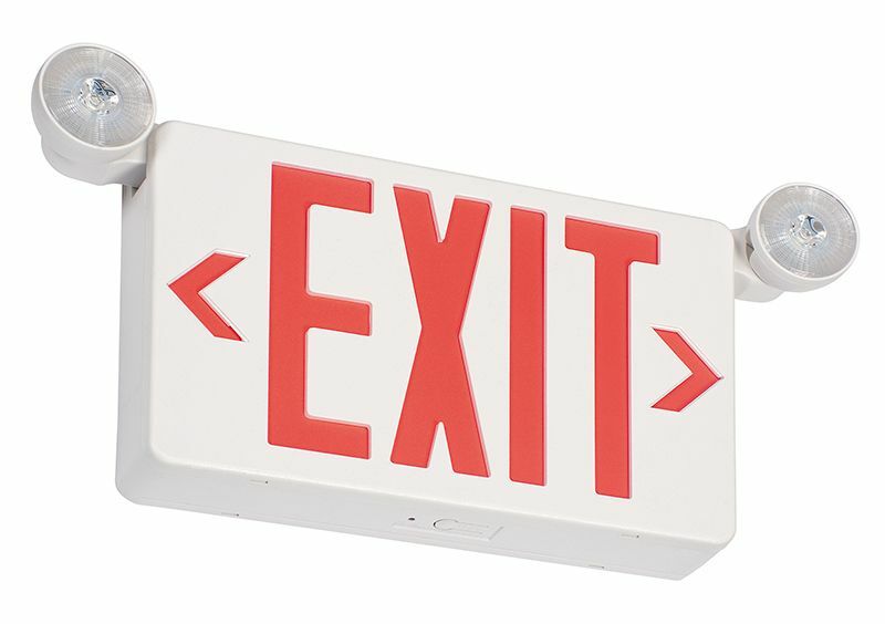 VLLC2R Economy Grade Emergency Light and Exit Sign, 1.8 W Fixture, 120/277 VAC, 3.6 VDC, Office White Housing, EXIT Legend