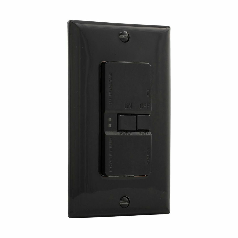 Eaton Blankface GFCI,Self-test,#14 - 10 AWG,20A,Residential,Commercial,Flush,125 V,GFCI,Back and side wire,Black,Brass,Blankface,Thermoplastic,Two-pole,Three-wire,Two-pole, three-wire, grounding
