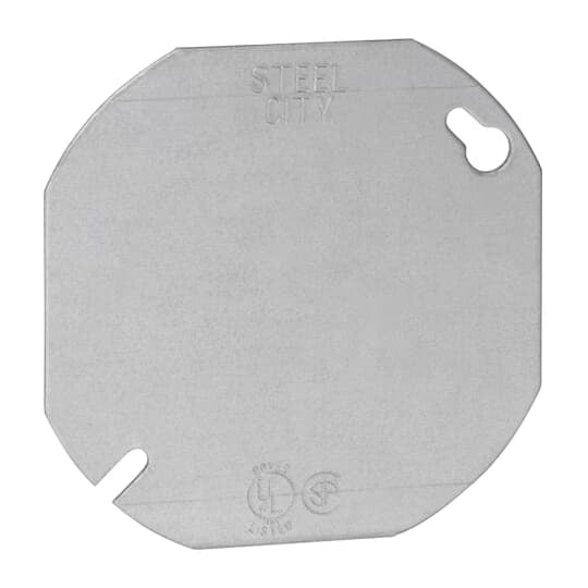 54-C-1 Steel City Flat Blank Box Cover, 4 in Dia, Steel