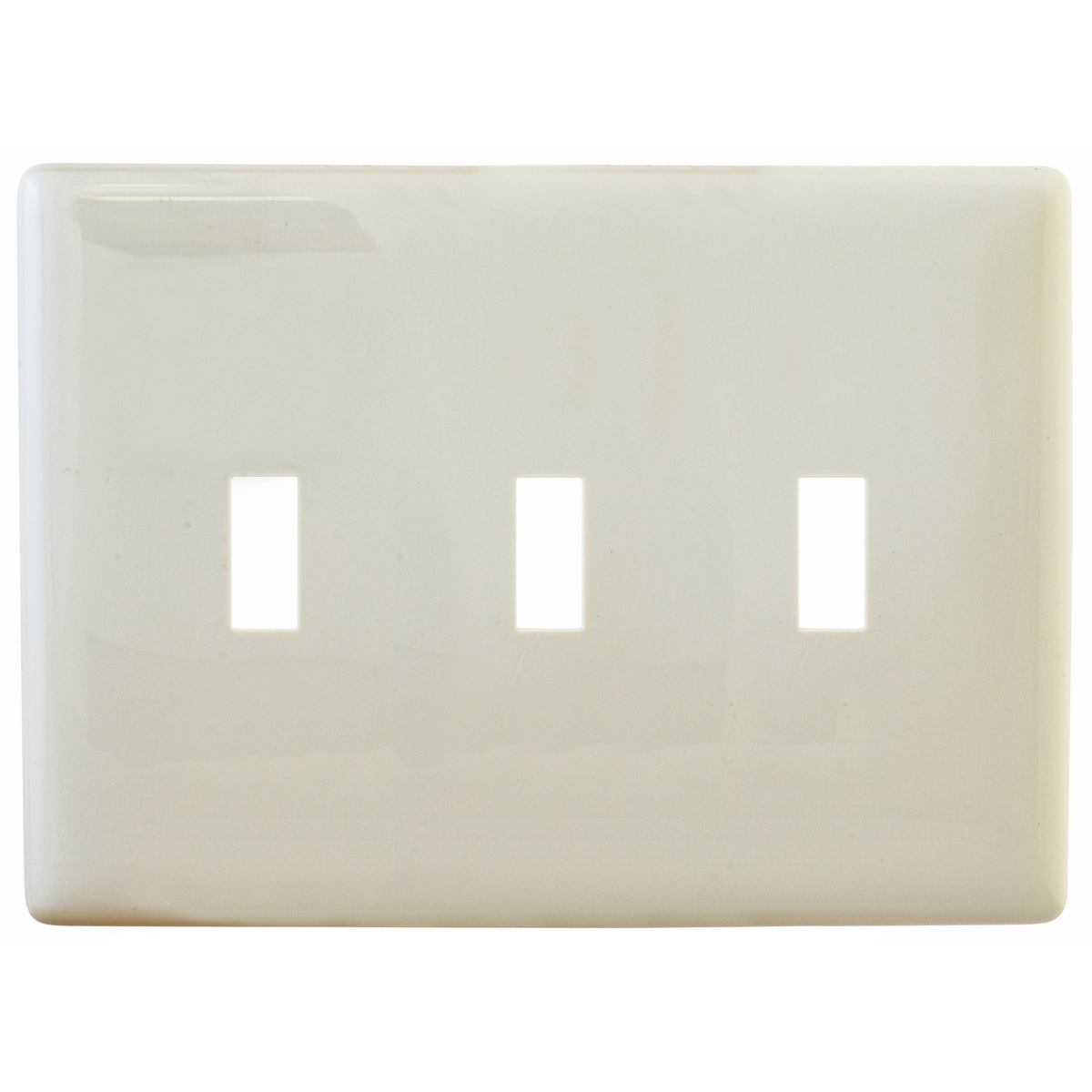 NPS3LA Screwless Standard Wall Plate, 3 Gangs, 6.62 in W x 4.75 in H, Nylon, Light Almond