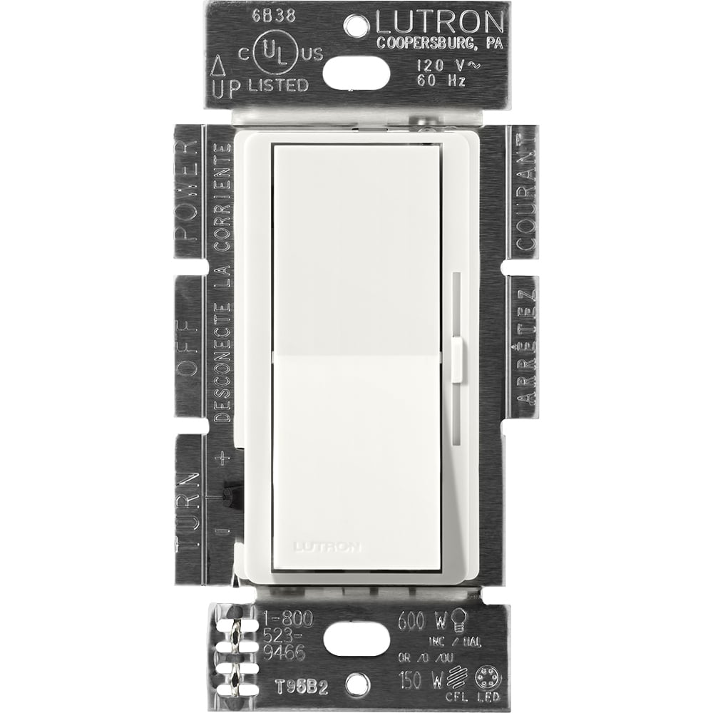 DVSCELV-300P-RW Diva ELV Dimmer Switch with Night Light, Neutral Required, 300W, 1 Pole, 120V, Architectural White