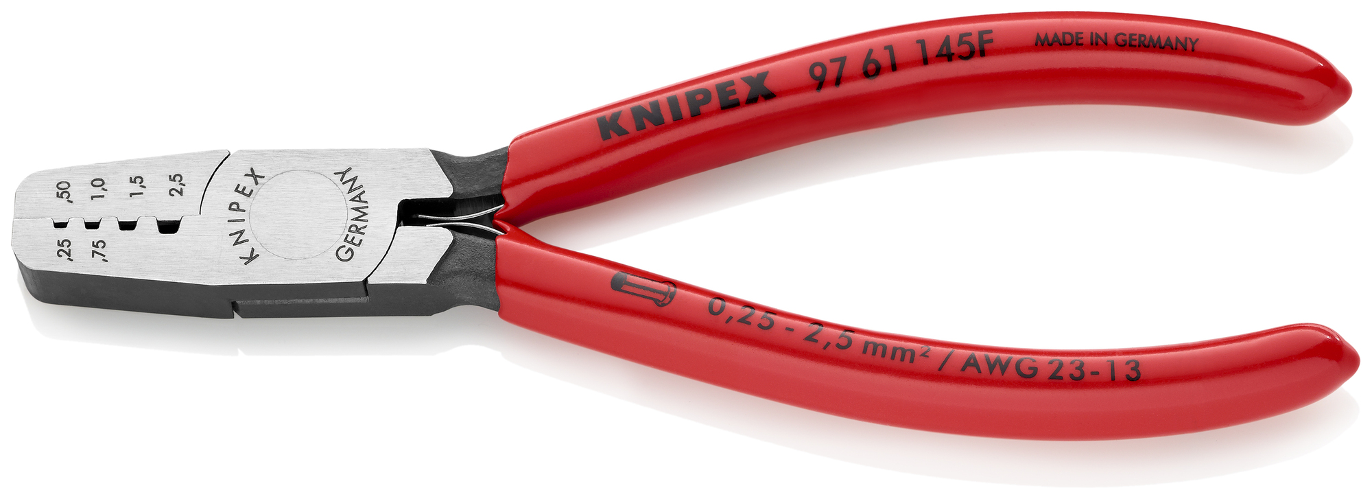 Crimping Pliers for Wire Ferrules, 5 3/4 in., Spring Loaded