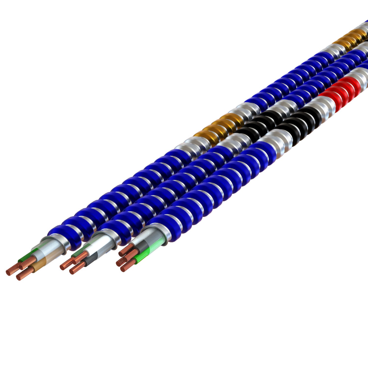 1707B42T00 MC Tuff Type MC Lightweight Traditional Metal Clad Cable With Grounding and Neutral Conductor, Coil Packaging, 600 V AC, (2) 10 AWG Solid Copper Conductor, 250 ft L