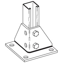 B278GRN Type L Square Post Base, 1 Channel, Flush to Corner Channel Position, 3-1/2 in H Base, For Use With 1-5/8 x 1-5/8 in B22 Series Channel, Steel