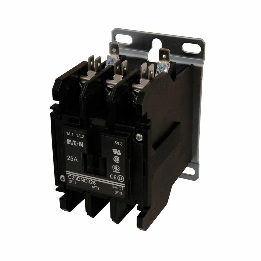 C25DND315C D Frame Non-Reversing Definite Purpose Control Contactor, 440/480 V AC V Coil, 15 A Inductive/20 A Resistive, 3 Poles