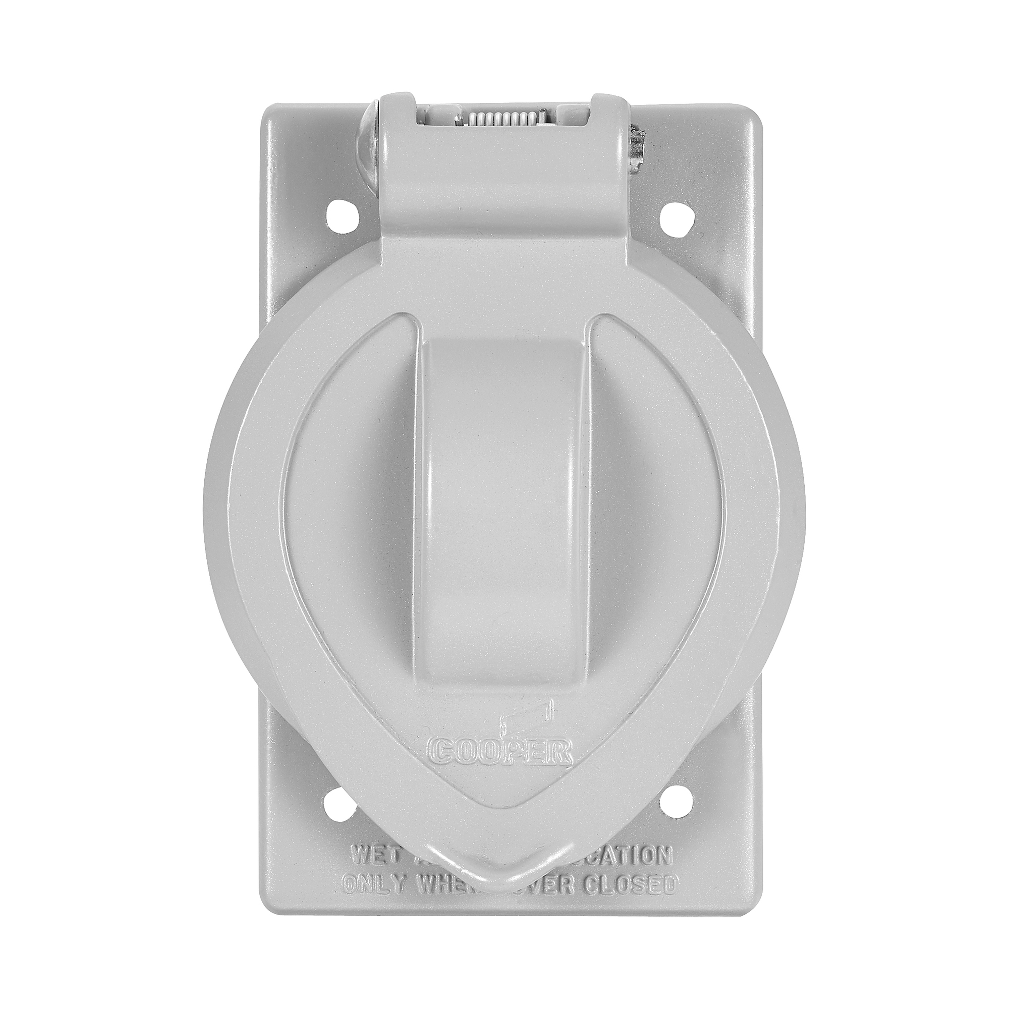 7420 Arrow Hart Standard Weatherproof Single Receptacle Cover, 1.38 to 1.56 in Dia, 2.85 in L x 1.2 in W x 4.56 in D, Copper-Free Die Cast Aluminum