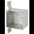 Square Box, 46.0 Cubic Inches, 4 Inch Square x 3-1/2 Inch Deep, 1/2 Inch and 3/4 Inch Eccentric Knockouts, Pre-Galvanized Steel, Welded Construction, with CV Side Bracket, For use with Conduit