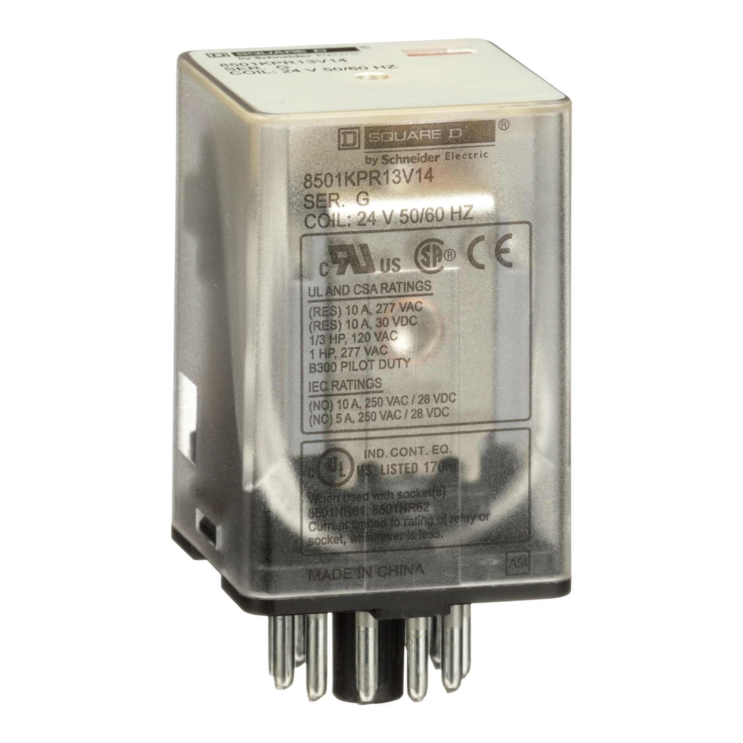 8501KPR13V14 8501K Series Relay, 10 A, 11 pin, 3 Form C 3PDT contact