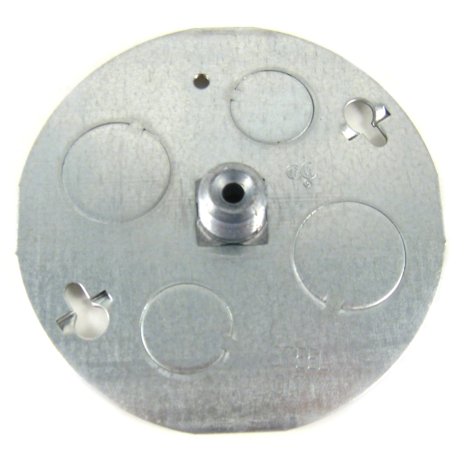 CBP-3/8 Steel City Outlet Cover Plate With Knockout, 4 in Dia, Steel