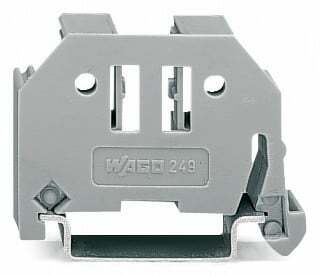 249-117 Screwless End Stop, For Use With 249 Series Din 35 Rail Terminal Block, 0.153 in MJ Fiber Load, Gray