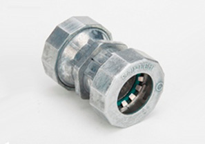 261-MSRT Bridgeport Mighty-Seal Push-EMT Conduit Coupling With Steel Internal Component, 3/4 in, For Use With EMT Raceway, Zinc Alloy, Ball Burnished