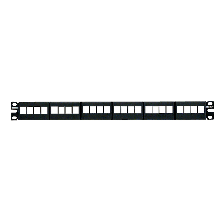 NKFP24Y NetKey 1RU Flat Keystone Unshielded Front Access Modular Patch Panel, 24 Ports, Cold Rolled Steel