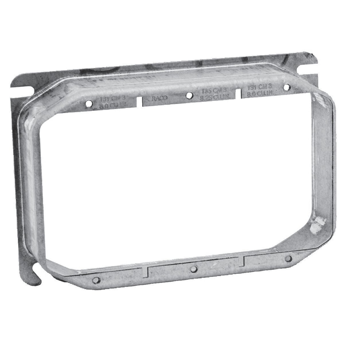 HBL794 3-Gang Folded Standard Mud Ring, 5.87 in L x 4.06 in W x 1.38 in D, Steel, 1-1/4 in Raised