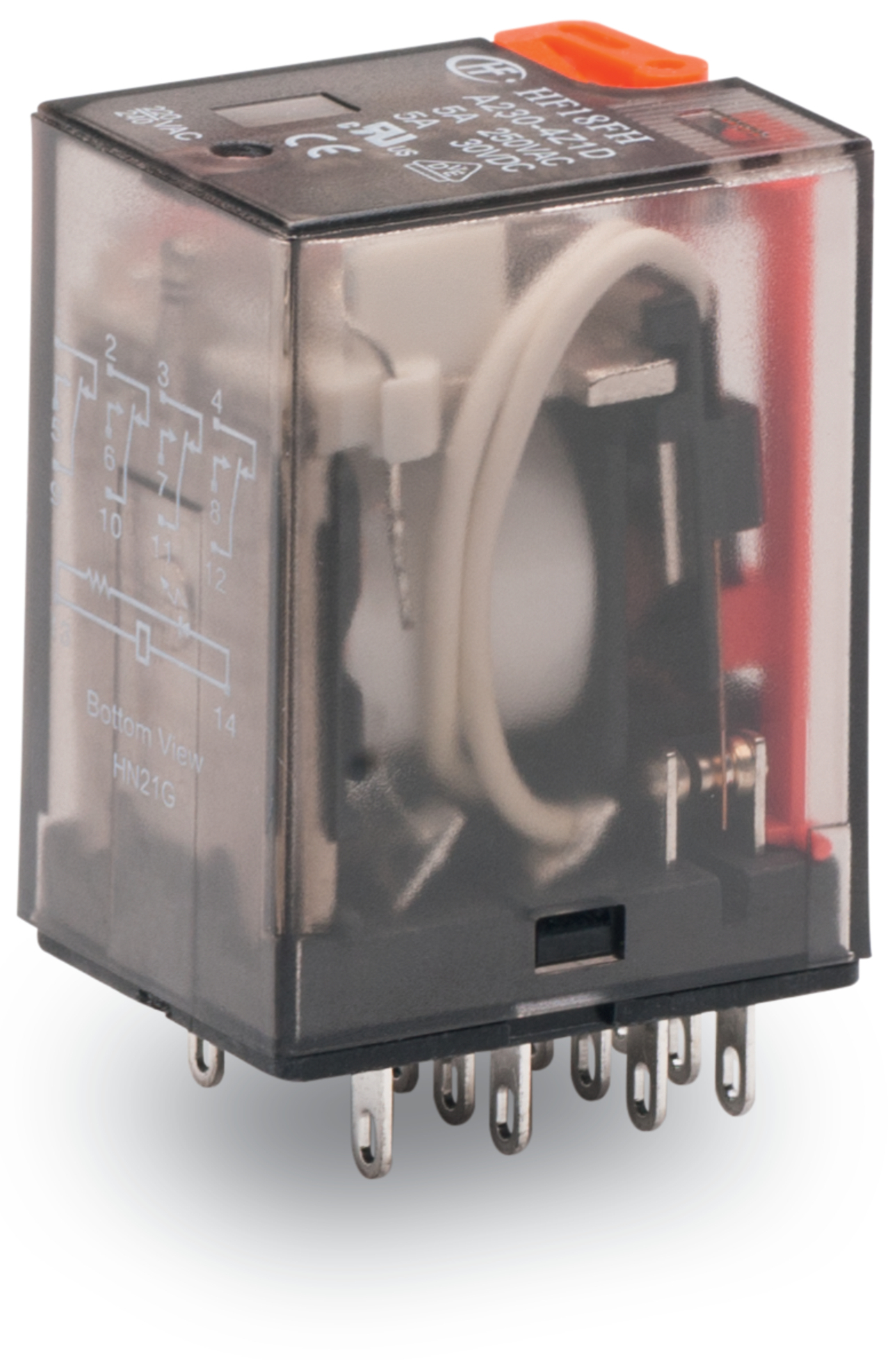 Basic relay; Nominal input voltage: 120 VAC; 4 changeover contacts; Limiting continuous current: 5 A; with manual operation
