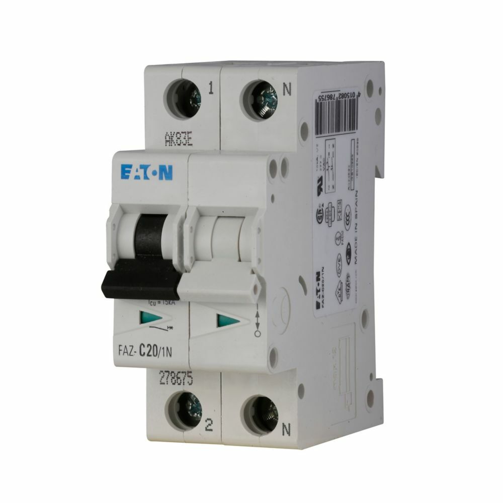FAZ-D10/1N Supplementary Protector, 277 VAC, 48 VDC, 10 A, 7.5/15 kA Interrupt, 1+N Poles, Thermal Magnetic Trip