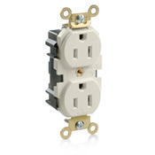 M5262-T 1-Phase Duplex Extra Heavy Duty Self-Grounding Straight Blade Receptacle, 125 V AC, 15 A, 2 Poles, 3 Wires, Light Almond