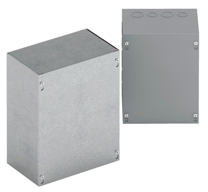 Type 1 junction boxes, 36" height, 8" length, 30" width, NEMA 1, Screw cover, SC NK enclosure, Surface mounted, Medium single door, No knockout, Thru holes, Carbon steel
