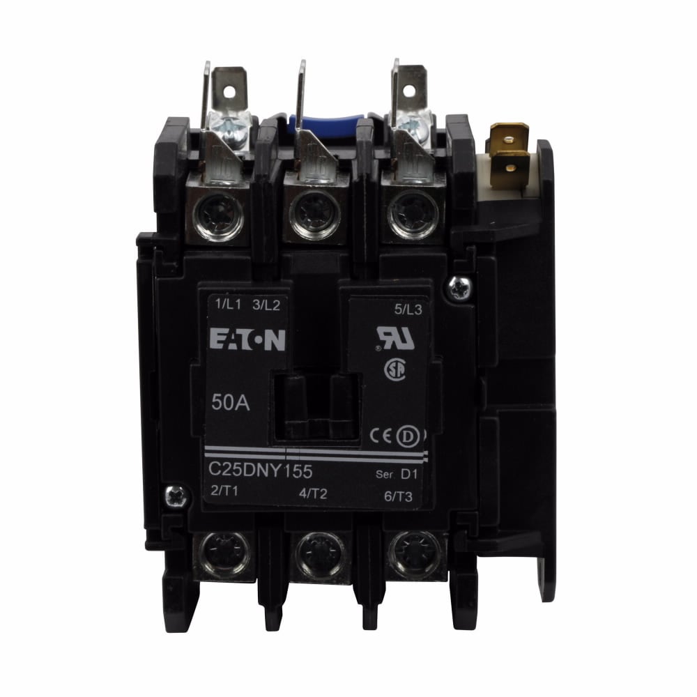 C25DNY155BL Non-Reversing Definite Purpose Control Contactor, 208 to 240 V AC at 50/60 Hz V Coil, 1NO-1NC Contact