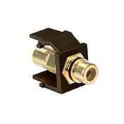 40830-BBE QuickPort Feed-Through RCA Connector With Black Stripe, Snap-In Connector, Shielded A/V with Terminated RCA Plugs Cable