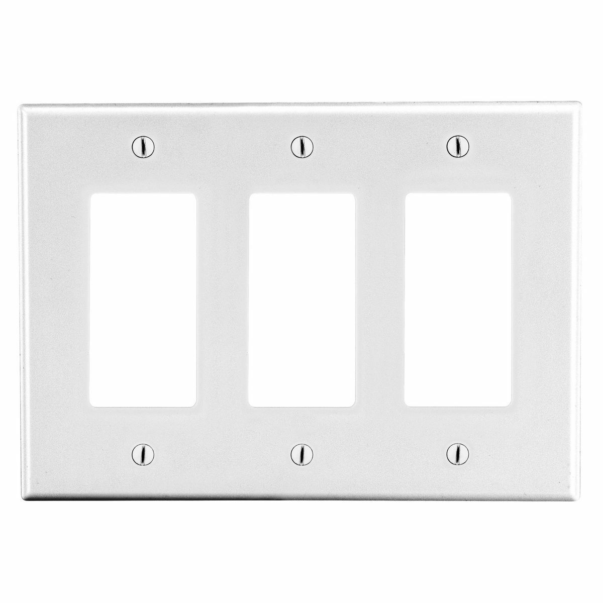 PJ263W Mid-Size Wall Plate, 3 Gangs, 6.75 in W x 4.94 in H, Polycarbonate Thermoplastic, White