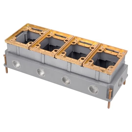 644 Steel City 640 Fully Adjustable Flush Service Floor Box, Cast Iron, 148 cu-in Capacity, 4 Gangs, 5-1/2 in L x 12-15/16 in W x 3-5/8 in H