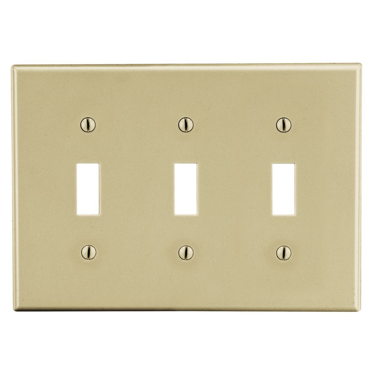 PJ3I Mid-Size Non-Metallic Wall Plate, 3 Gangs, 6.75 in W x 4.88 in H, Polycarbonate Thermoplastic, Ivory