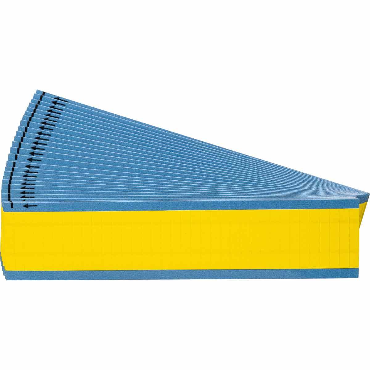 WM-COL-YL-PK WM Series Miniature Blank Die-Cut Pre-Printed Solid NEMA Color Wire Marker Card, 1/4 in W, Yellow, B-500 Repositionable Vinyl Coated Fabric, 36 Markers per Card