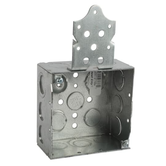 52171-B-1234 Steel City Outlet Box, Steel, 30.3 cu-in Capacity, (1) Outlets, (16) Knockouts, 4 in H x 4 in W x 2-1/8 in D