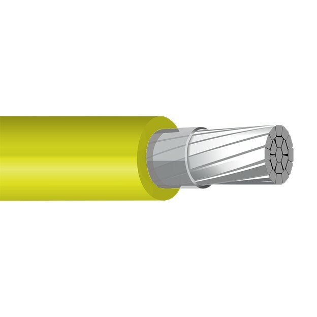 XHHW Cable, 4/0 AWG, Yellow, Stranded, Aluminum Conductor, 2500 Foot Reel