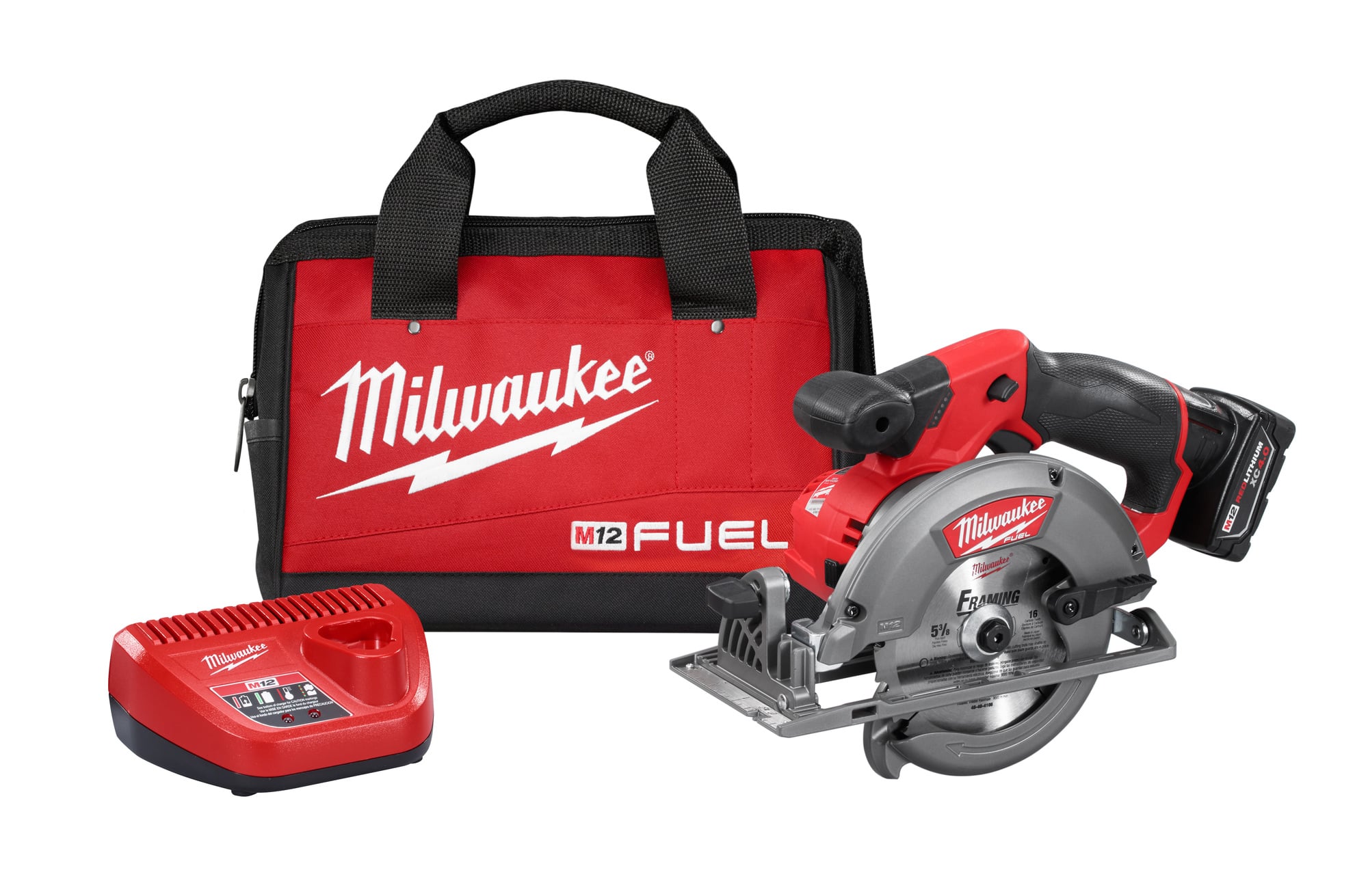 2530-21XC M12 Fuel Cordless Circular Saw Kit, 5-3/8 in, 5-1/2 in Blade, 10 mm Arbor/Shank, 12 V DC, 1-1/8 in, 1-5/8 in D Cutting, Li-Ion Battery