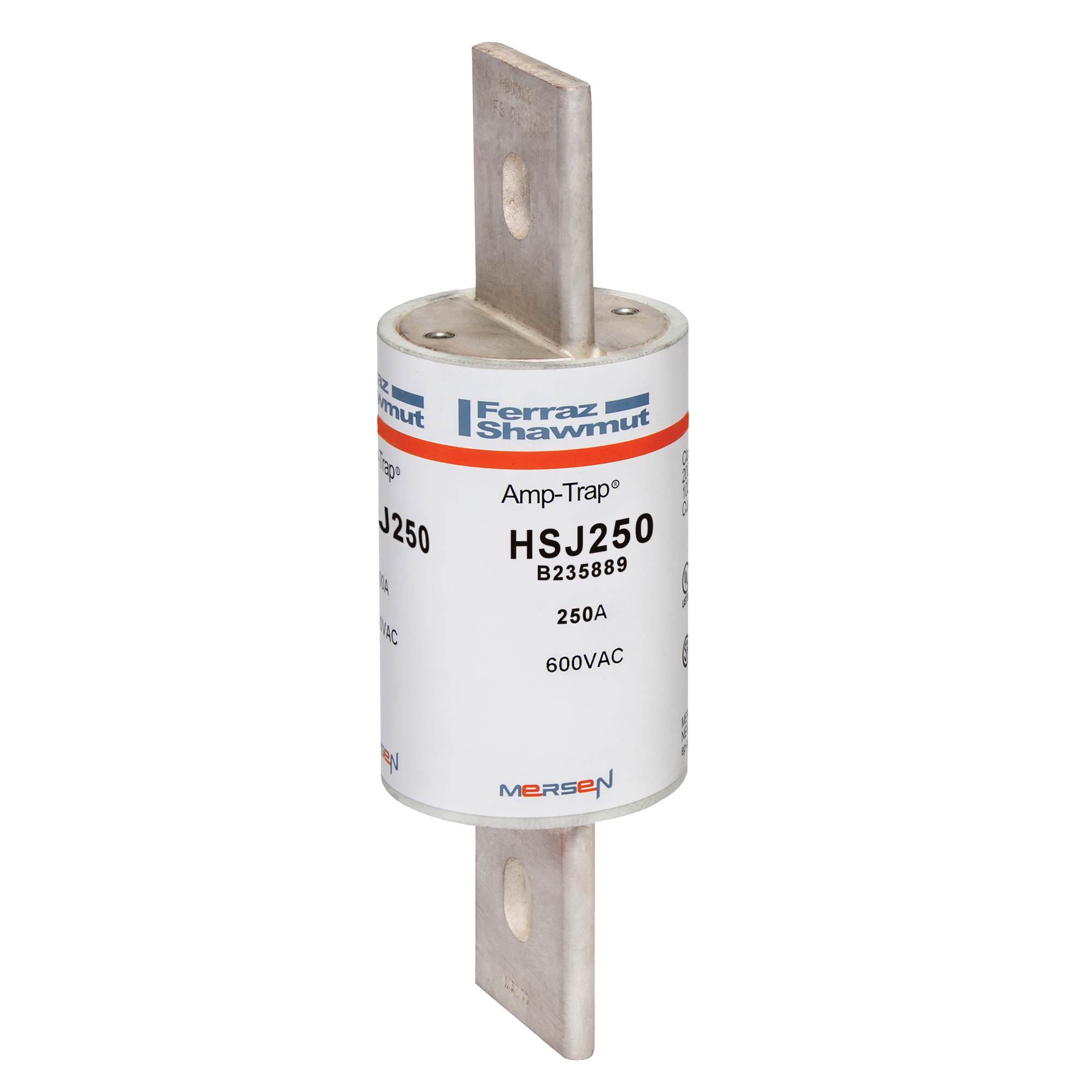 HSJ250 Amp-Trap Current Limiting Low Voltage High Speed Fuse, 250 A, 600 V AC/500 V DC, 200/100 kA, Class J, Cylindrical Body