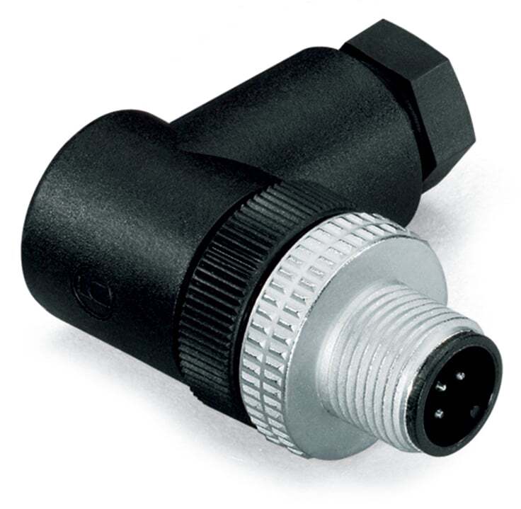 756-9204/050-000 Right Angle Fitted Pluggable Connector, M12 End Connection, Polybutylene Terephthalate