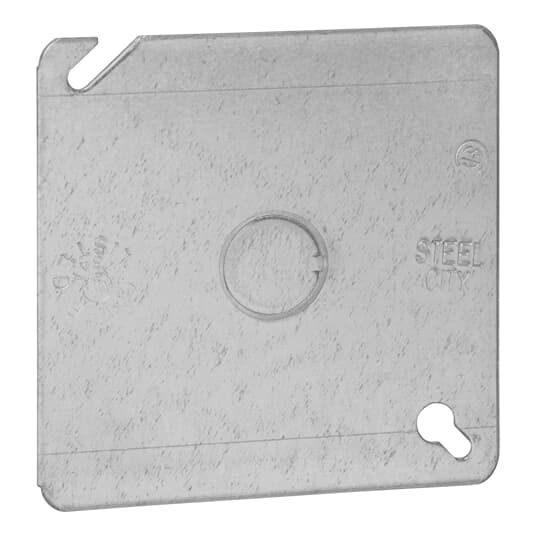 52-C-6 Steel City Outlet Box Cover, 4 in L x 4 in W, Flat Cover, Steel