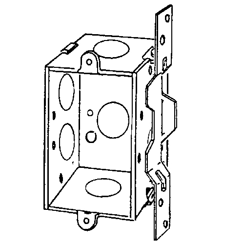 222VB-PL Square Corner Gangable Switch Box, Steel, 12.5 cu-in Capacity, 1 Gangs, 5 Knockouts
