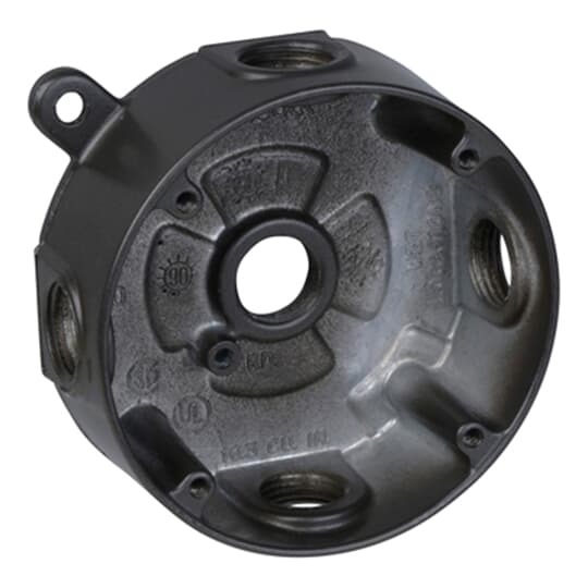 DS-47-BR Round Outlet Box, Die Cast Aluminum, 16.3 cubic-inch capacity, 5 Outlets, 8 pack