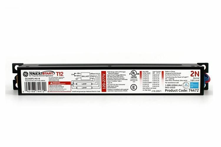 GE254MVPS90-A Traditional High Output Ballast, 120 to 277 V, Programmed Rapid