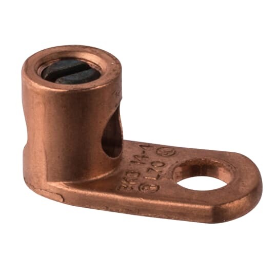 L70G Blackburn Type L Mechanical Lug Connector, 14 to 4 AWG Stranded Conductor, 9/32 in Stud, 1 Bolt Holes, Copper