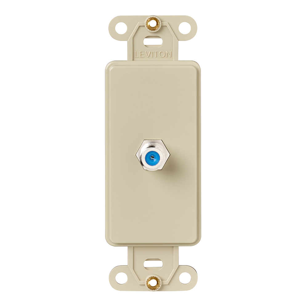 40681-I Decora Rectangular Single CATV Video Wall Jack, F Connector, 1 Port, 1 Gang, Fastened Mount, Ivory