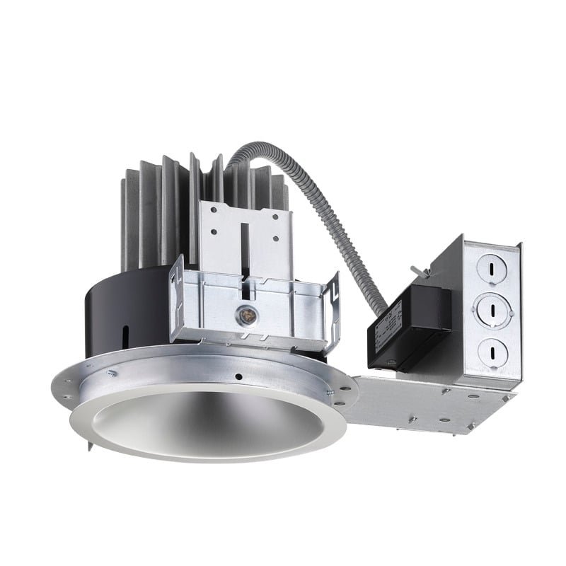 L6 15LM 35K MVOLT G4 80CRI ZT Round New Construction Downlight Housing, LED Lamp, 13.66/13.81 W Fixture, 6-7/8 in Ceiling Opening, 120 to 277 V AC, Aluminum Housing
