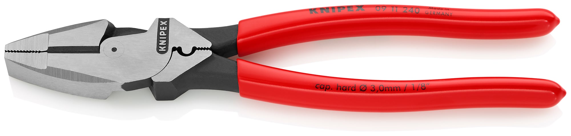 High Leverage Lineman's Pliers New England with Fish Tape Puller & Crimper, 9 1/2 in., Plastic Coating