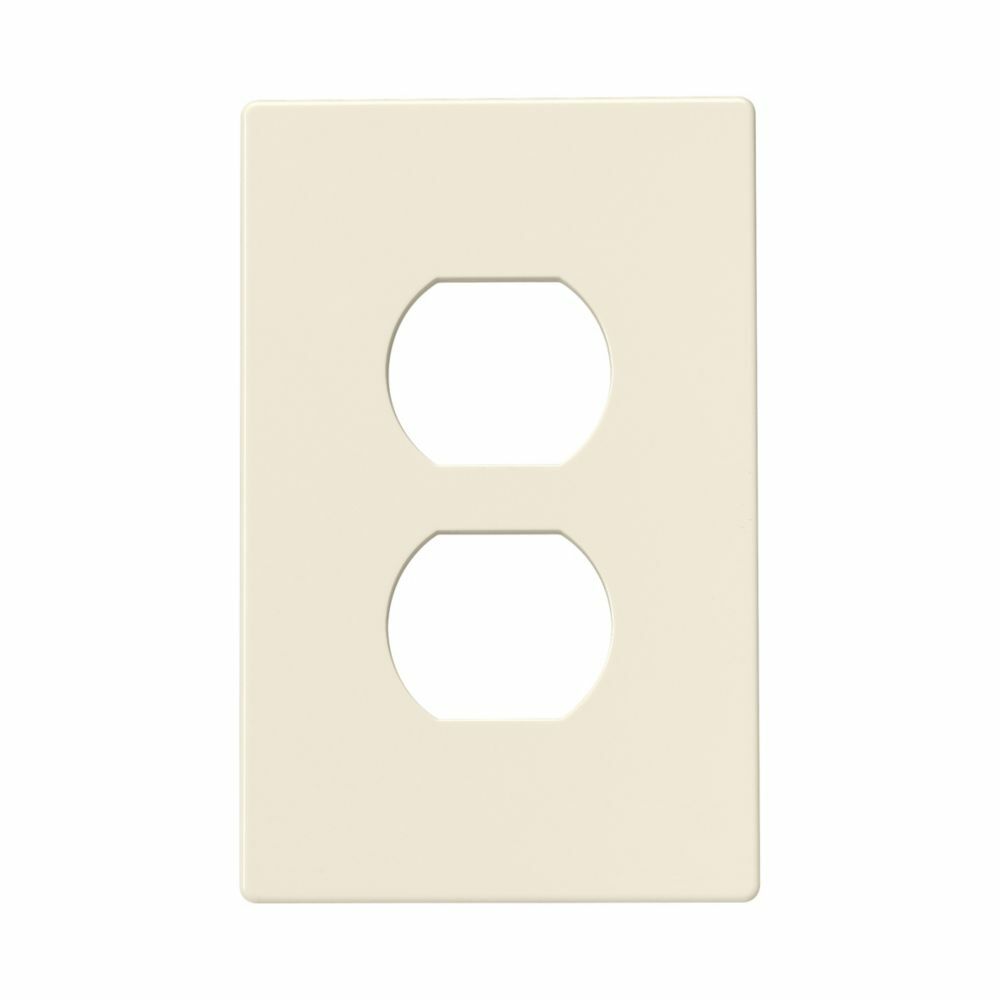 Eaton Screwless wallplate, Screwless, Lt. Almond, Duplex receptacle Cutout, Polycarbonate, Single- gang, Mid-size