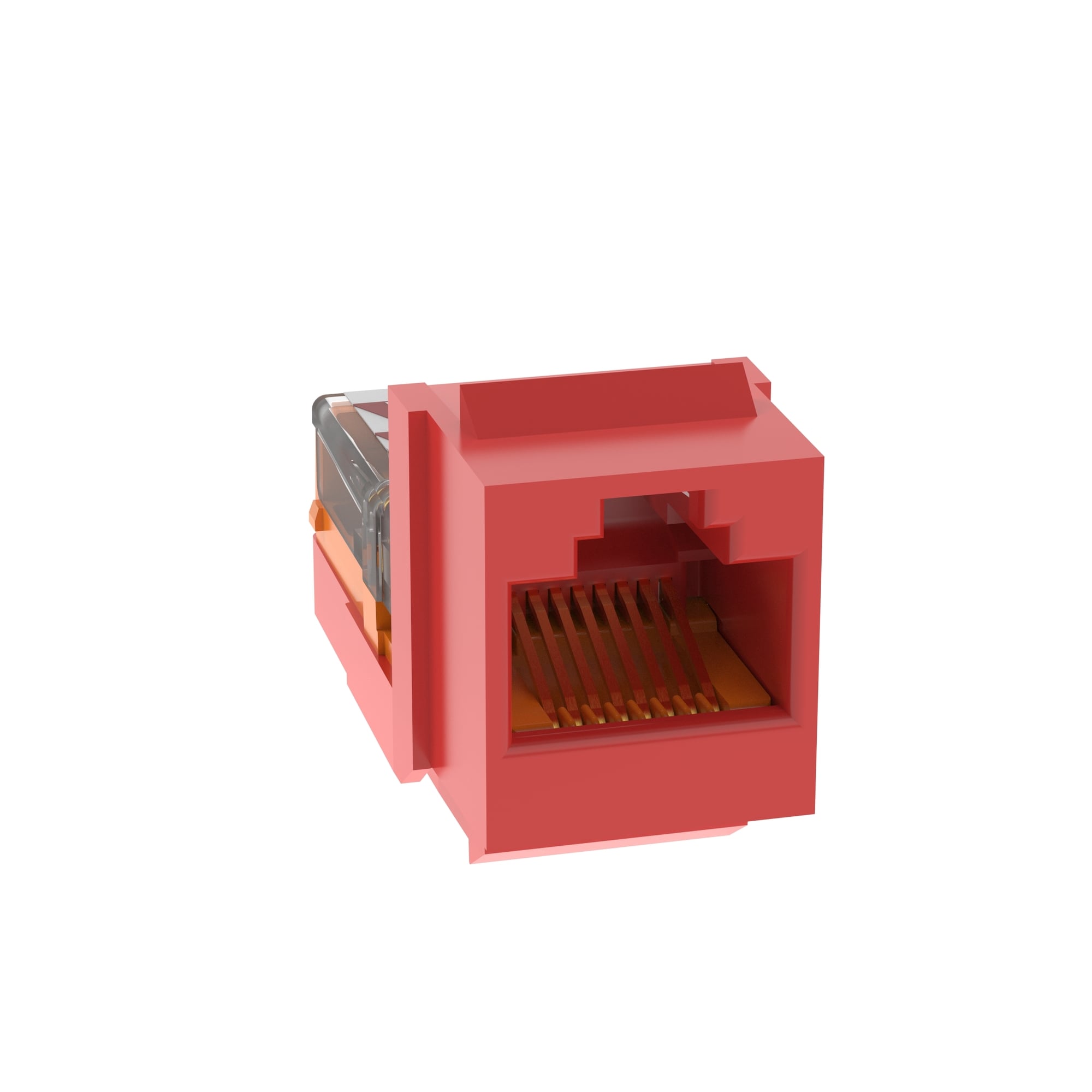 NK5E88MRDY NetKey 1-Slot 8-Position 8-Wire Lead Frame Universal Unshielded Keystone Jack Module, Cat 5e/Keystone Module, Surface Mount, 1 Port, ABS/Polycarbonate, Red