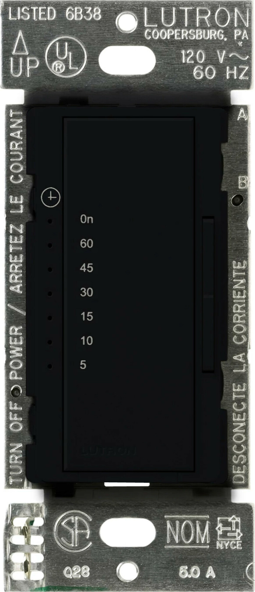 MA-T51MN-BL Maestro Countdown Timer Switch for Fans and Lights, Neutral Required, 150W LED, 3 Amp Fan, 1 Pole/Multi-Location, Black