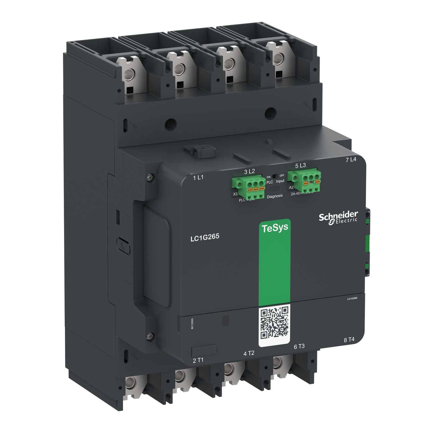 LC1G5004EHEA LC1G Contactor, 48 to 130 V AC/DC V Coil, 700 A, 4NO Contact, 4 Poles