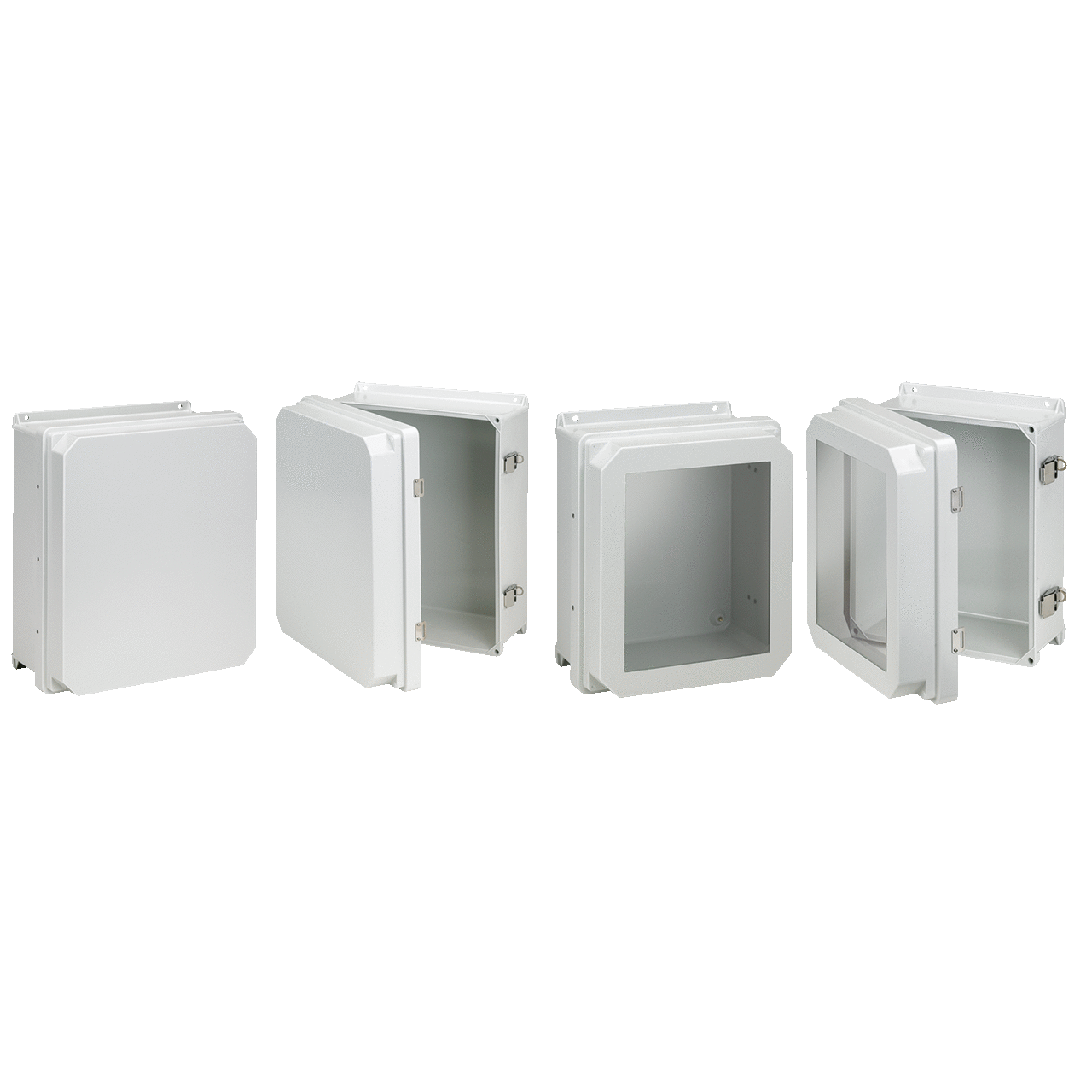 RHJ1412HWPL2LG HJ Series Enclosure, 15.32 in L x 13.3 in W x 8.19 in D, NEMA 4X/IP66 NEMA Rating, Fiberglass