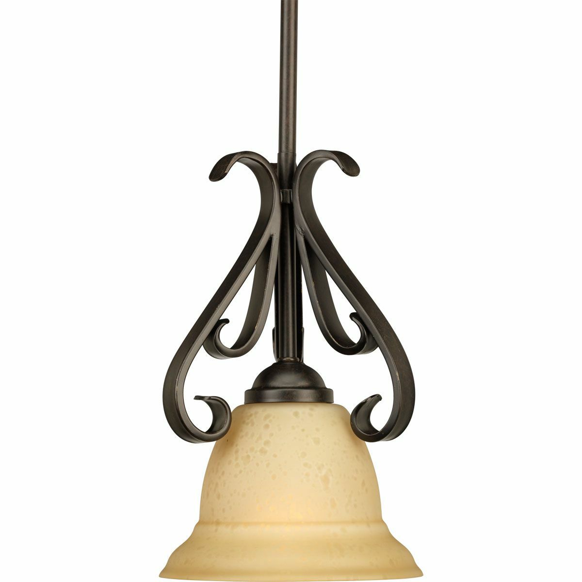 P5153-77 Torino Transitional Mini Pendant, (1) A19 Lamp, 100 W Fixture, 120 V AC, Brown/Forged Bronze Painted Housing